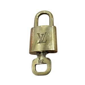 Louis Vuitton Padlock and Key Set 318 Gold Tone Lock Key